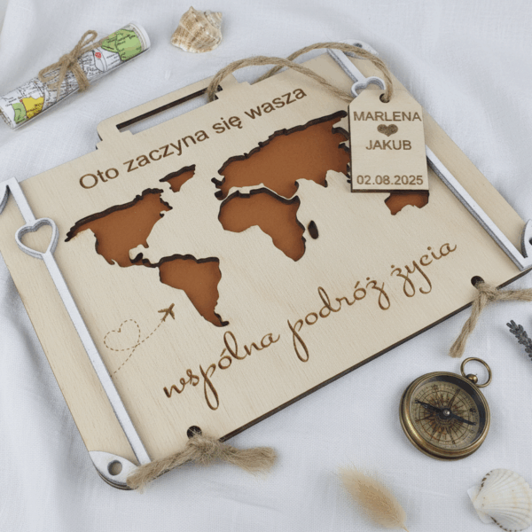 Kartka drewniana na kopertę ślubna
