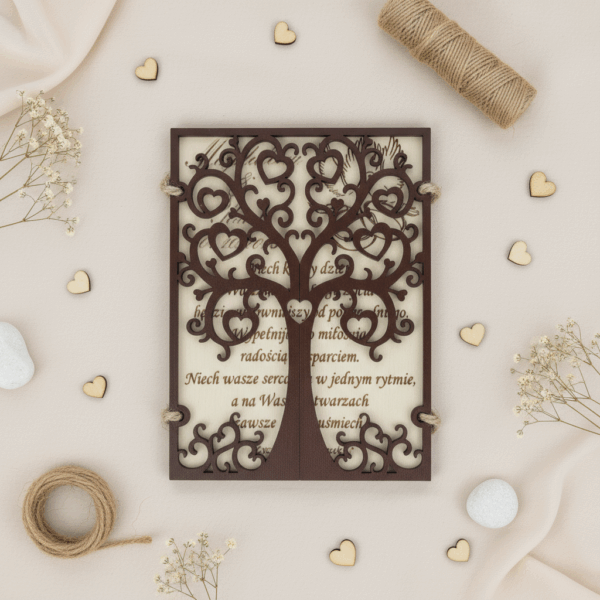 Kartka Ślubna Drzewo Prezent Pamiątka Ślubu Personalizowana