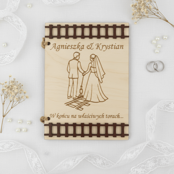 Kartka Ślubna Personalizowana z Życzeniami Drewniana na Ślub Pamiątka Ślubu